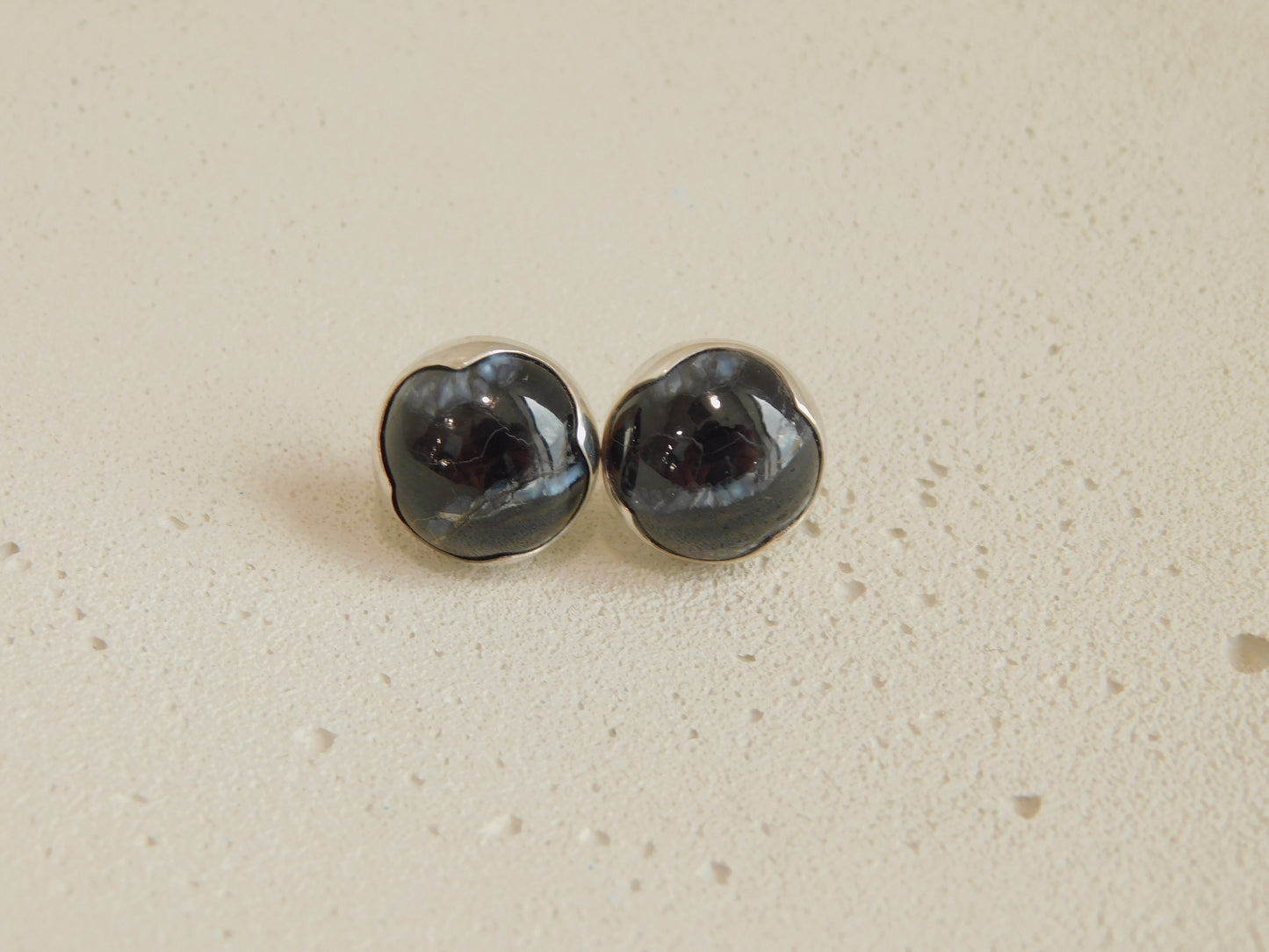 Dark Black with blue stripe Woolly Mammoth Earrings