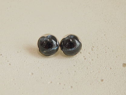 Dark Black with blue stripe Woolly Mammoth Earrings