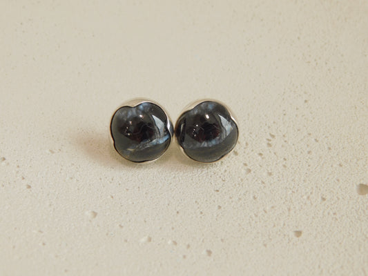 Dark Black with blue stripe Woolly Mammoth Earrings