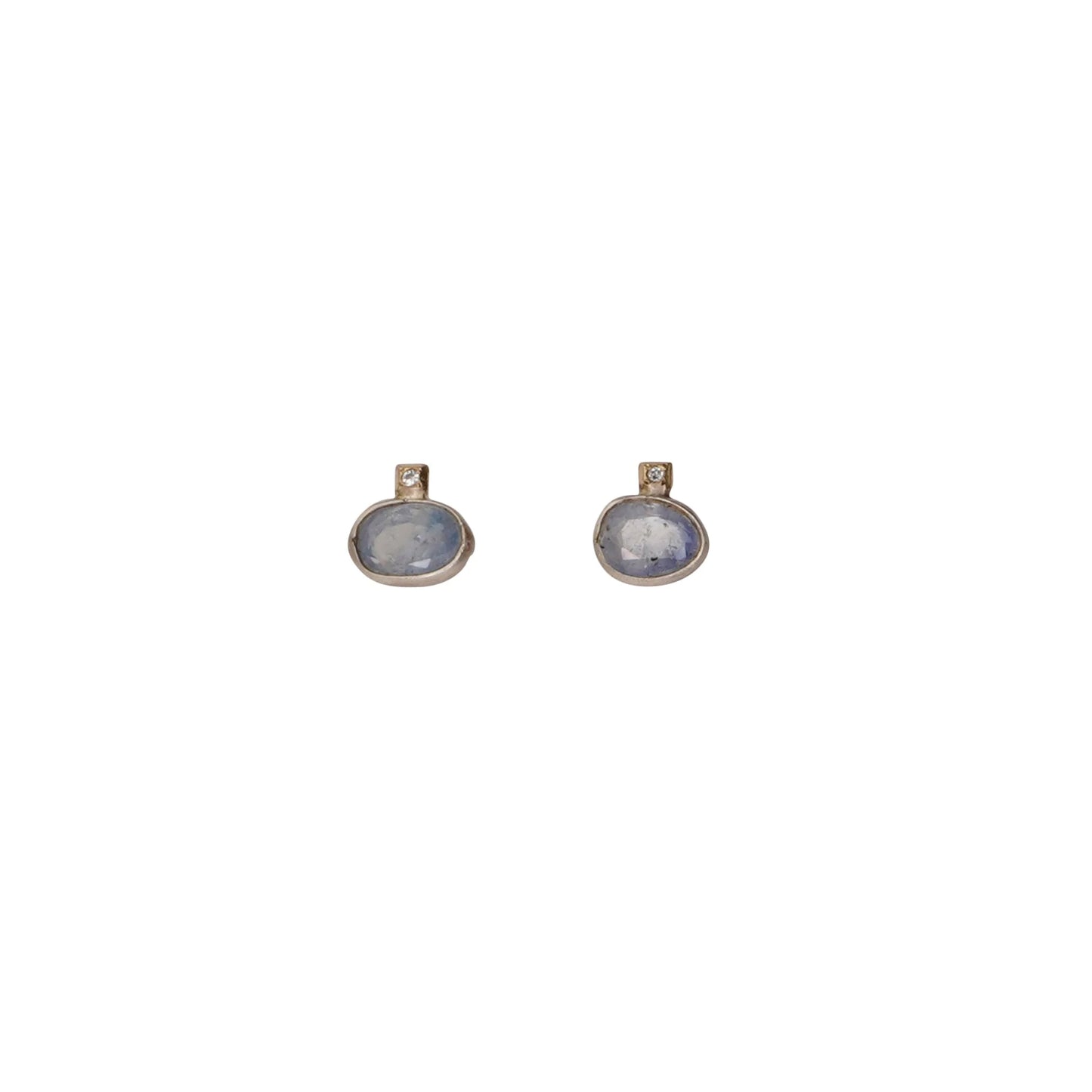 Silver Blue Sapphire Diamond Earrings