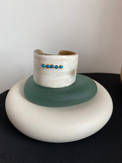 Buffalo Horn and Turquoise Cuff