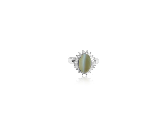 Cats Eye and Diamond Ring