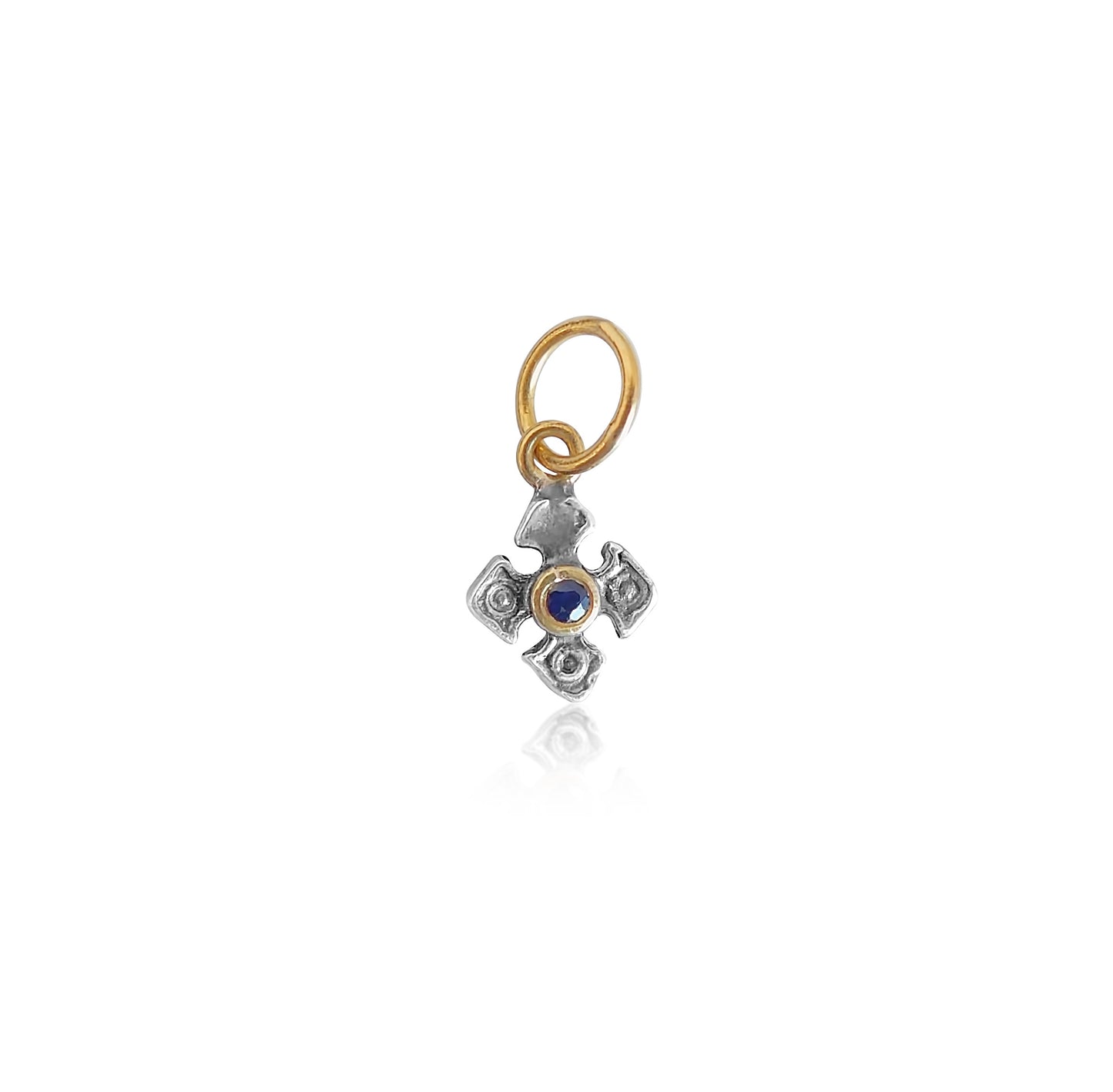 Cross Charm with Sapphire