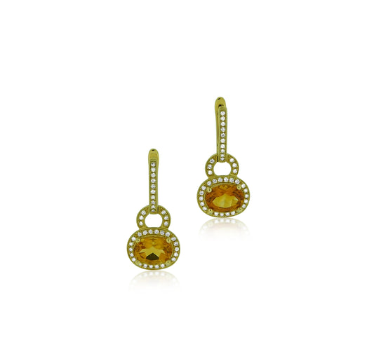 Citrine Diamond Padlock Earrings