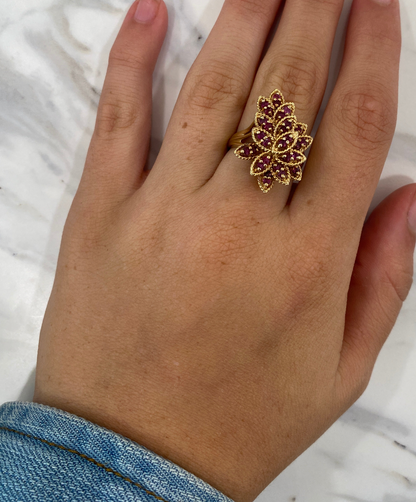Ruby Mid Century Cocktail  Ring