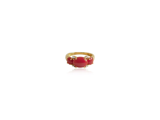 Coral and Diamond Ring