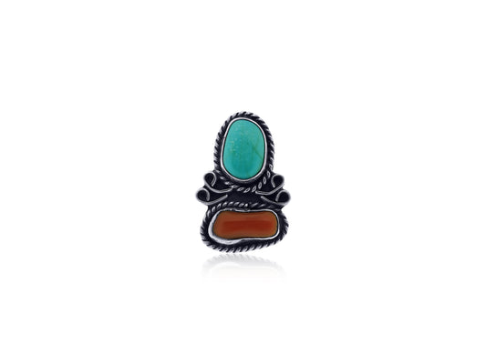 Coral and Turquoise Vintage Ring