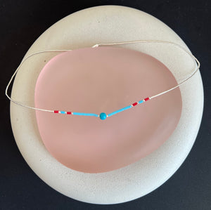 Coral Turquoise and Liquid Silver Necklace