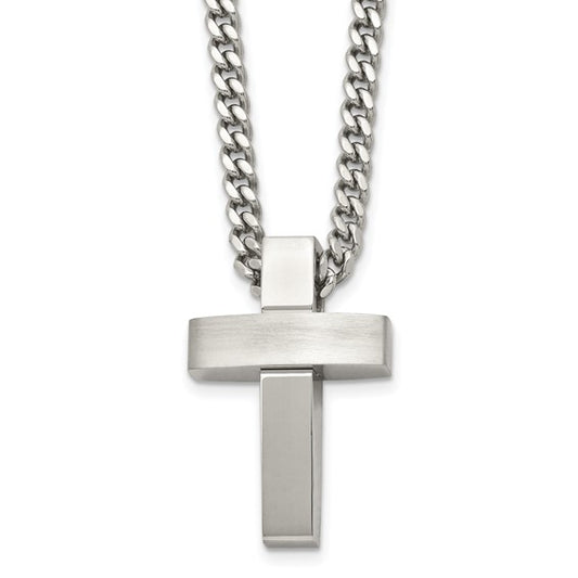 Mens Curb Chain with Cross