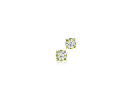Gold Diamond Cluster Earrings