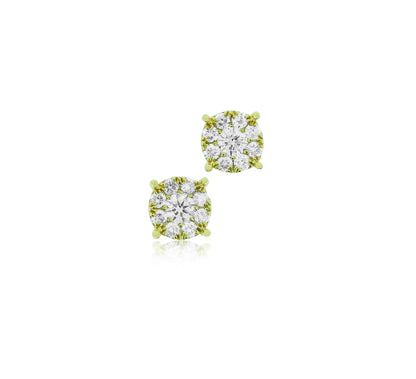 Gold Diamond Cluster Earrings