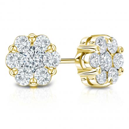 Diamond Cluster Gold Earrings