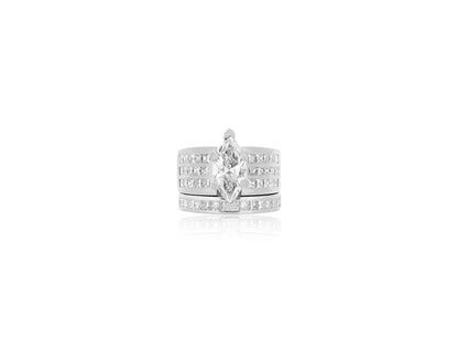 Marquise Wide Diamond and Platinum Wedding Set