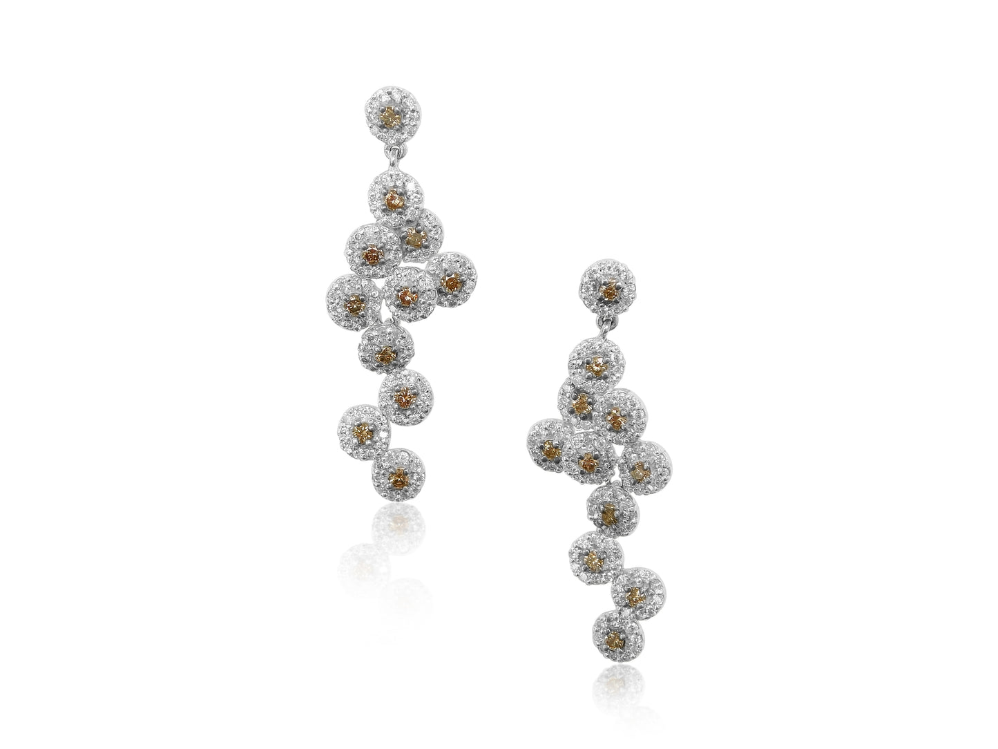 Champagne and White Diamond Chandelier Earrings