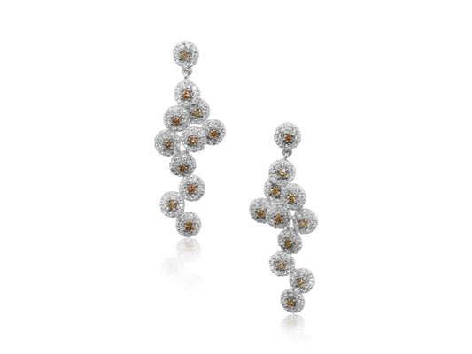 Champagne and White Diamond Chandelier Earrings