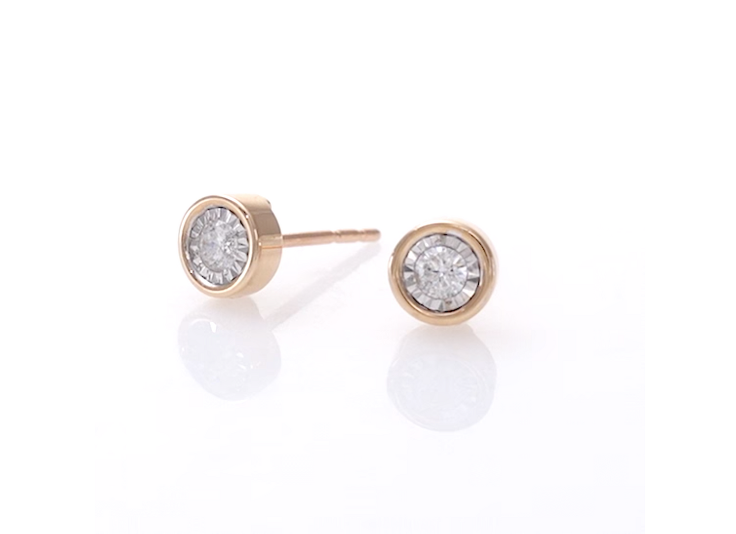 Illusion Diamond Studs in Rose Gold Bezel