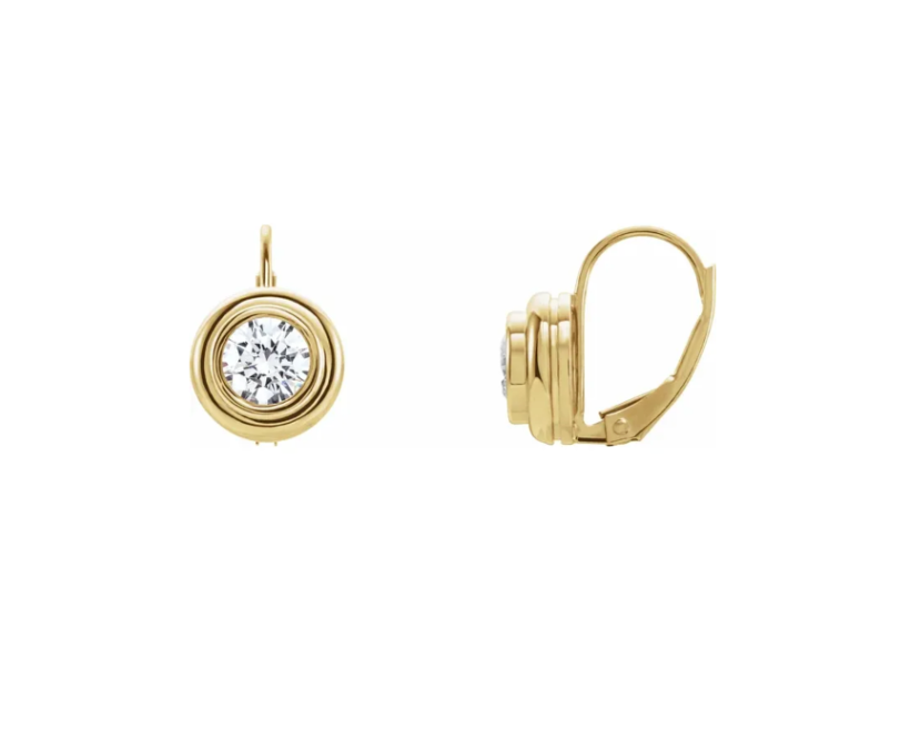 Double Bezel Gold Diamond Earrings