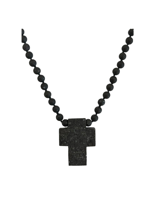 Einstein Cobblestone Cross Necklace