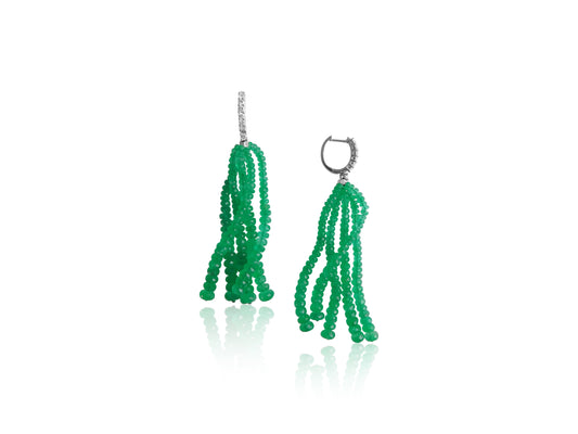 Emerald Fringe and Diamond Earrings