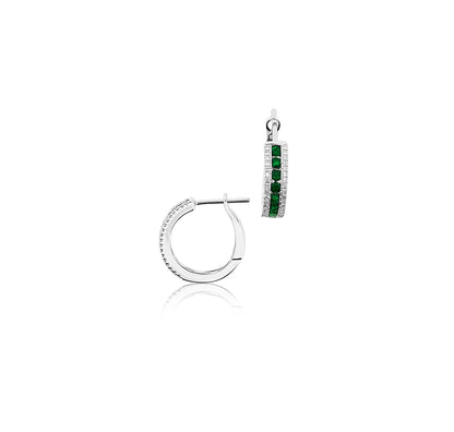 Emerald and Diamond Hoops