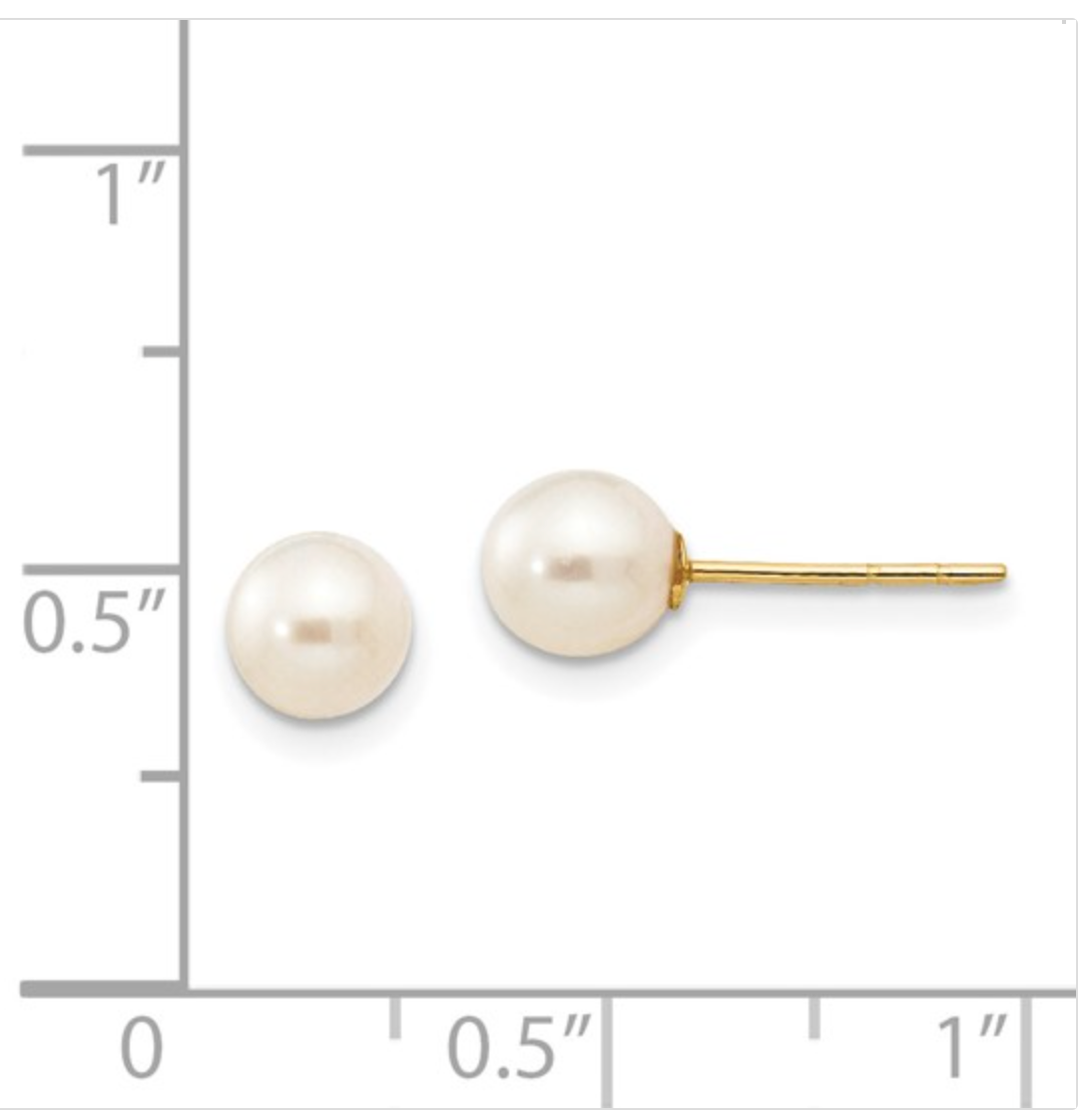 Pearl Earring Studs 6mm