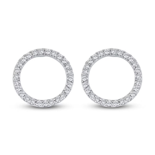 Front Diamond White Gold Hoops