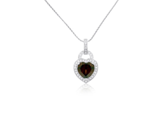 Heart Shaped Garnet and Diamond Pendant
