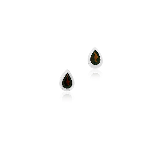 Garnet Silver Teardrop Earrings