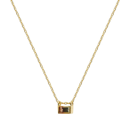 Bicolor Tourmaline Baguette Necklace