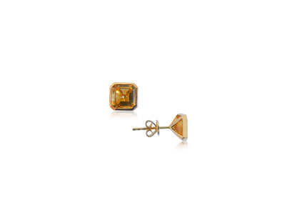 Citrine Square Cut Studs