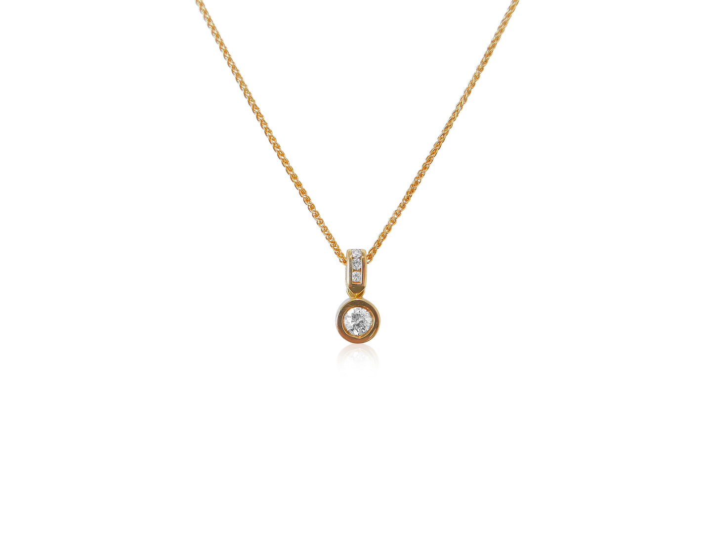 Diamond Bezel and Bail Pendant 18kt Gold