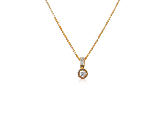 Diamond Bezel and Bail Pendant 18kt Gold