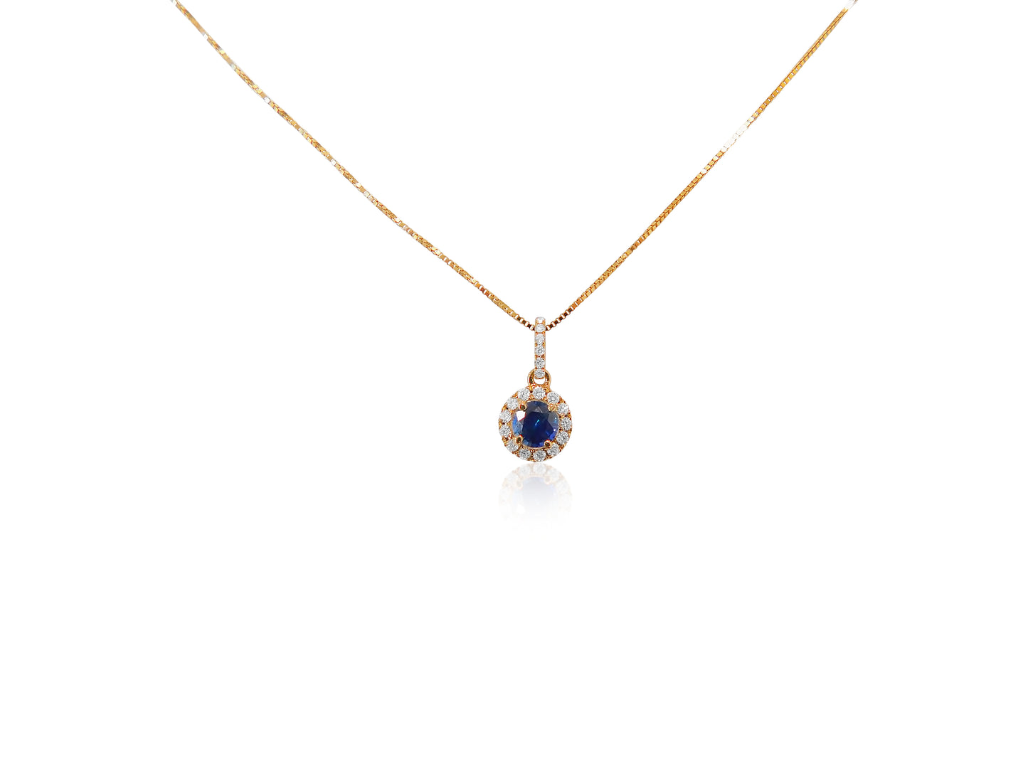 Sapphire Diamond Halo Pendant