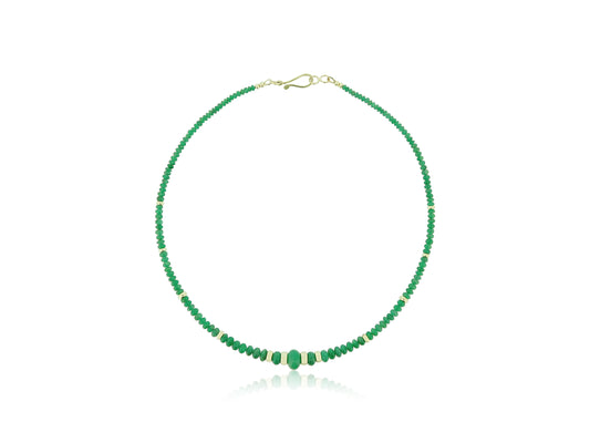 Emerald and Gold Roundel Graduated Necklace