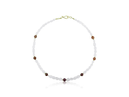 Moonstone Tourmaline Gold Necklace