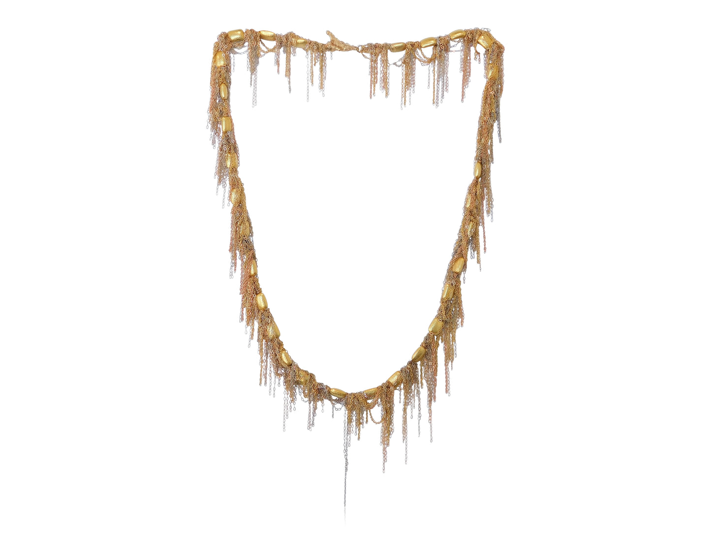 Gold Nugget Fringe Necklace