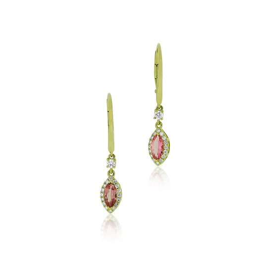 Pink Sapphire Diamond Dangle Earrings