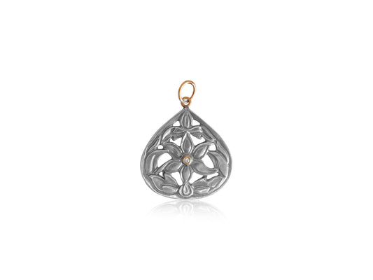 Flower Charm Pendant with Diamond