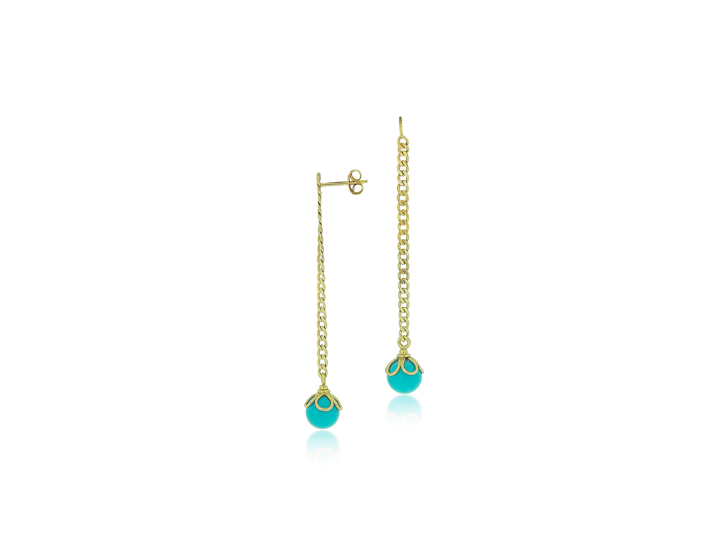 Gold Turquoise Drop Earrings