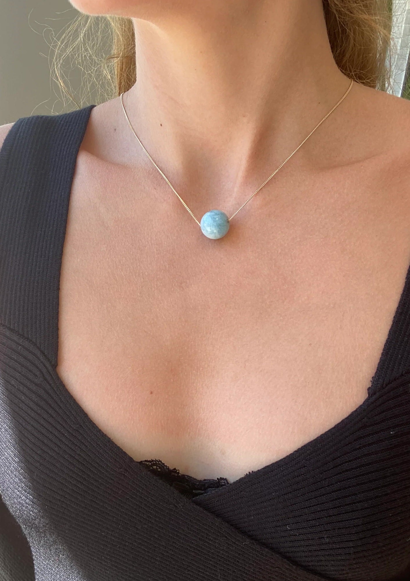 Aquamarine Gumball Necklace