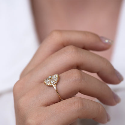 Half Moon Diamond Ring