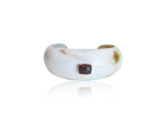 Buffalo Horn Cuff with  Dinosaur Bone