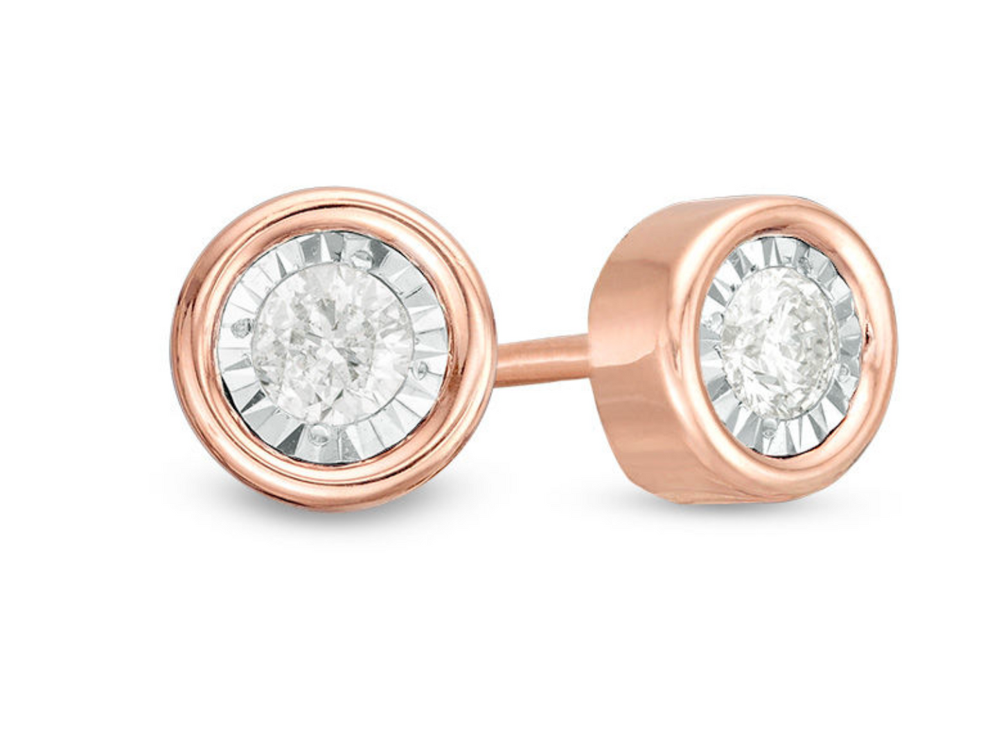 Illusion Diamond Studs in Rose Gold Bezel