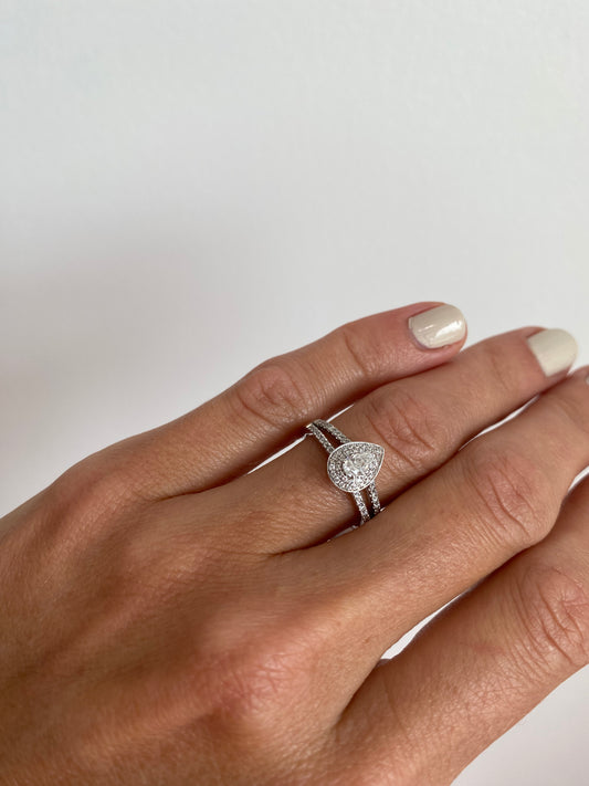 Pear Diamond Ring with Double Halo