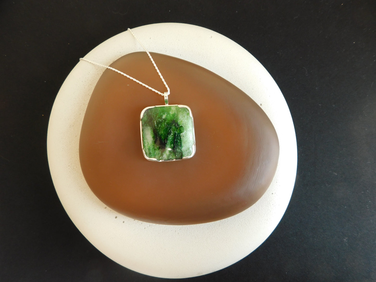 Nephrite Jade Silver Pendant