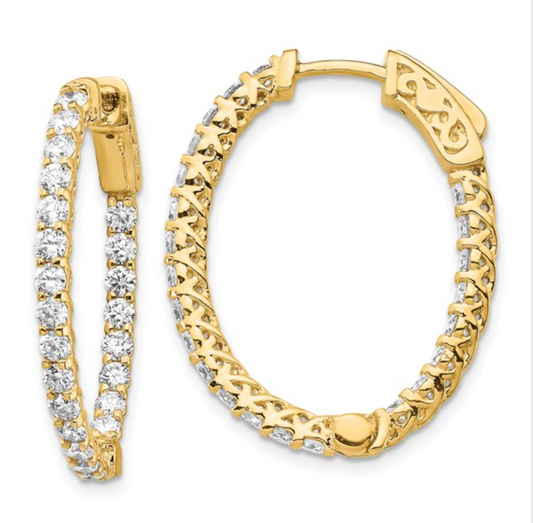 Oval Diamond Hoops in Gold