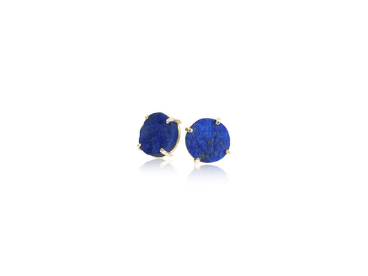 Raw Lapis Gold Earrings