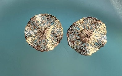 Large Filigree Cut Out Gold Earrings