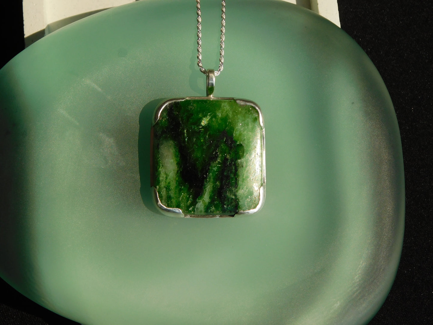 Nephrite Jade Silver Pendant