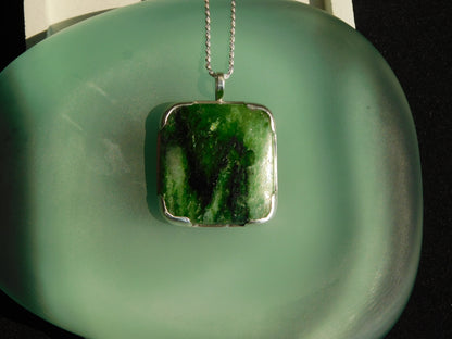 Nephrite Jade Silver Pendant